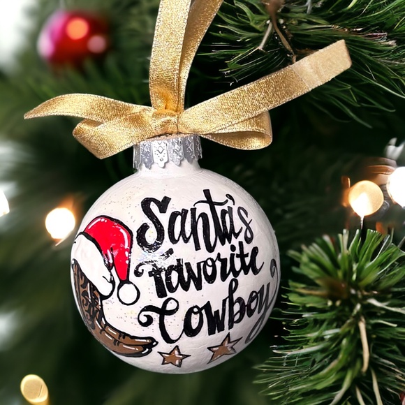 Santa's Favorite Cowboy Holiday Ornament - Saddle Up for a Country Christmas! - Picture 4 of 12